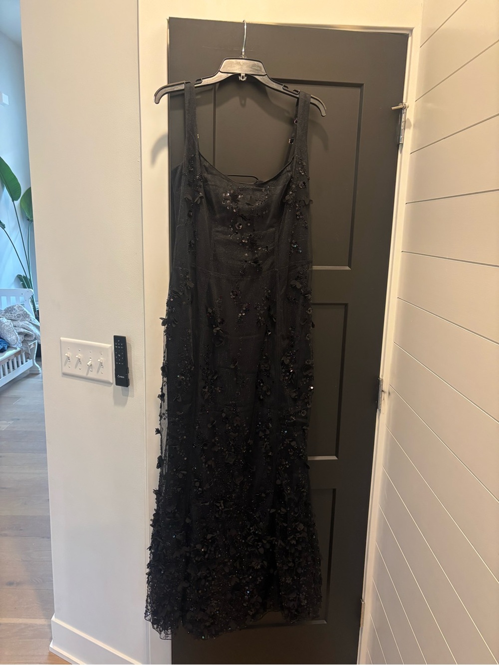 Oh Polly Vasanta Embellished Appliqué Soft-Scoop Corset Gown 10 Black NWT Maxi - Picture 6 of 14